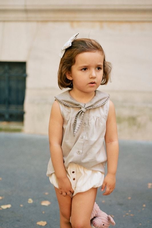 Blouse TRUDAINE- beige fine stripes [Maison Marelle](25SS DROP2)