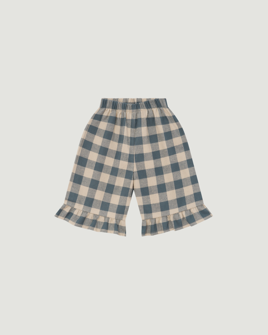 Fog Blue Gingham Frill Culottes [Organic Zoo](26AW)drop1