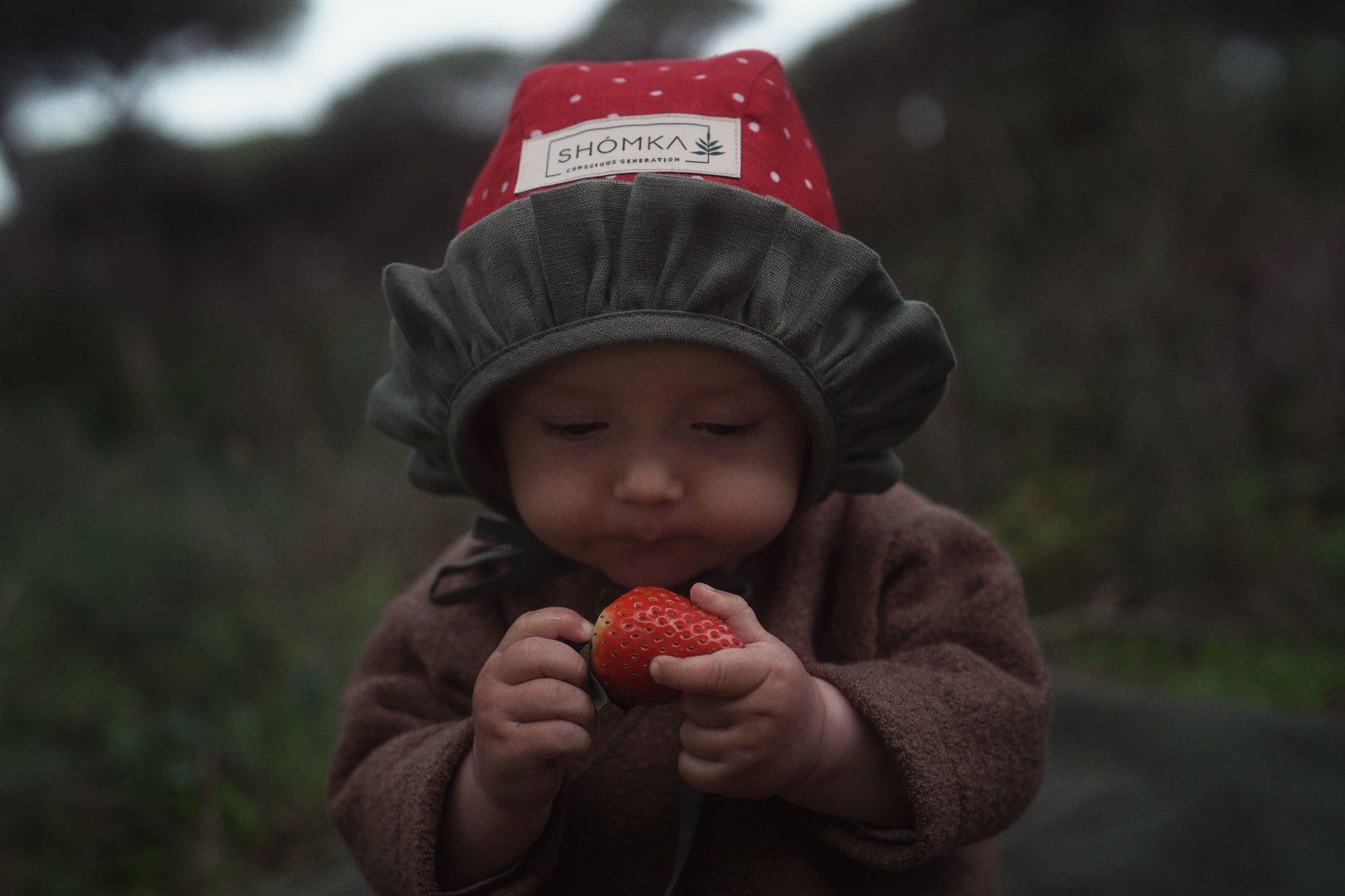 【オーダー会】'STRAWBERRY' LINEN FRUITS BONNET [SHOMKA] 【2026年5月下旬以降順次発送】