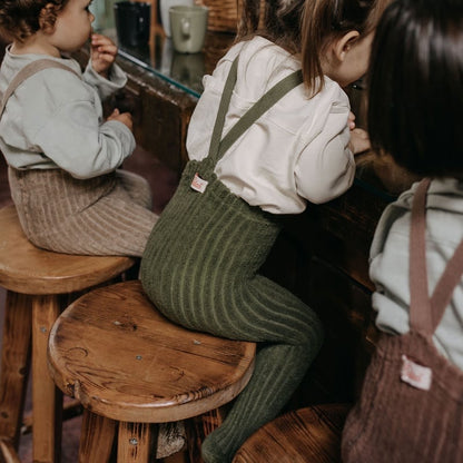 Granny Teddy Footed Tights With Braces - Olive [SILLY Silas]