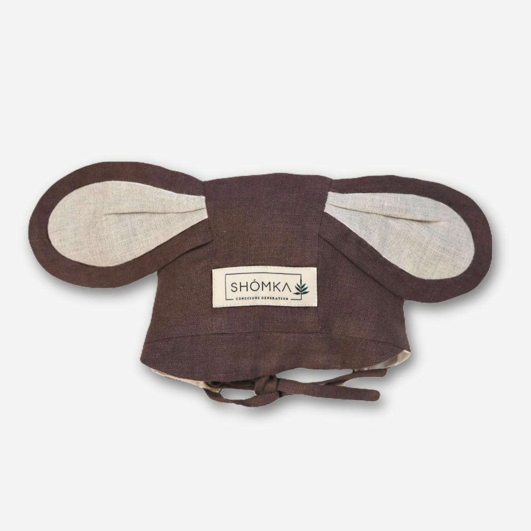 Puppy Linen Bonnet (Straight/Neutral) - Chocolate [SHOMKA/ショムカ]