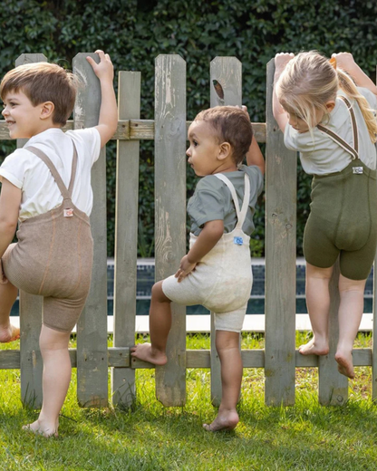 Retro Ribbed Shorty Tights - Olive Striped [SILLY Silas]
