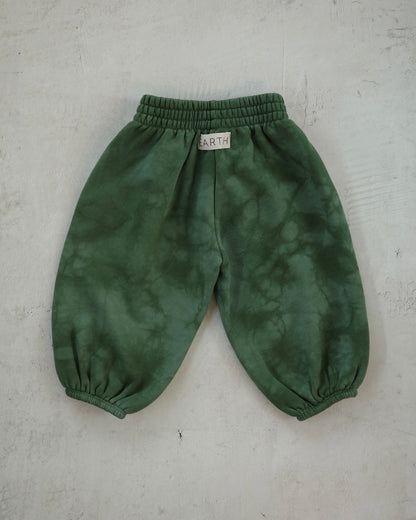 Organic French terry bottom - Grass Green Tie Dye [EARTH THE ARCHIVE] (26AW)