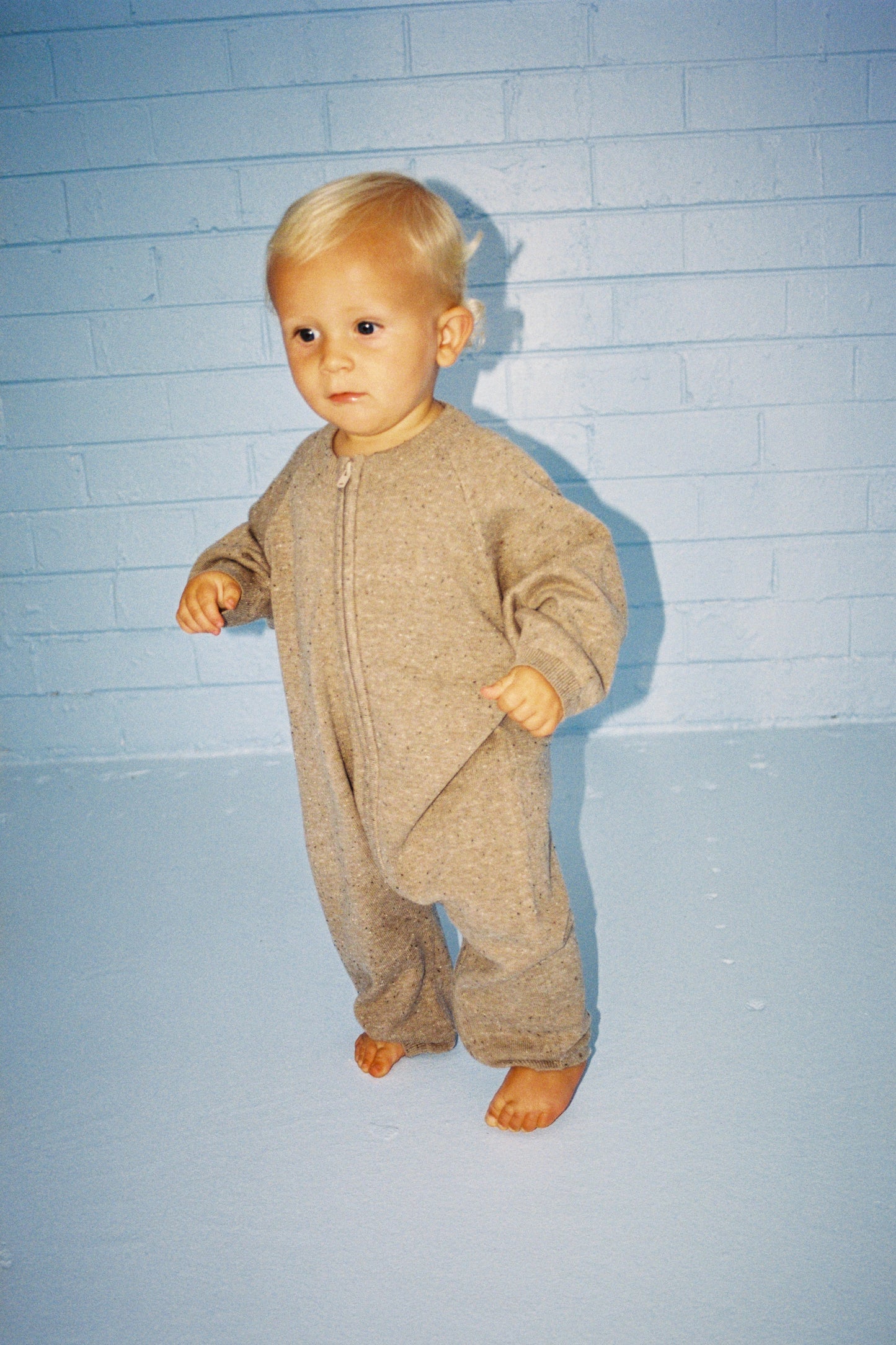 Organic Speckle Knit Zipper Starsuit - Oatmilk [GROWN] (26AW) drop2