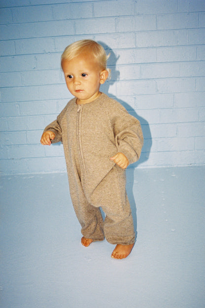 Organic Speckle Knit Zipper Starsuit - Oatmilk [GROWN] (26AW) drop2