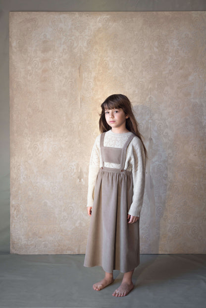corduroy midi dress with bib - Taupe (Mod.36.2)