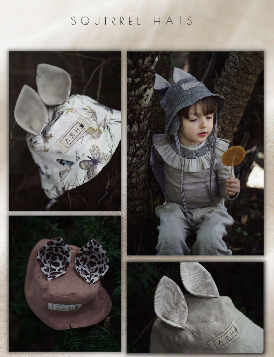 【オーダー会】[ASH generation] SQUIRREL HAT (linen) 【2024年5月中旬以降順次発送】