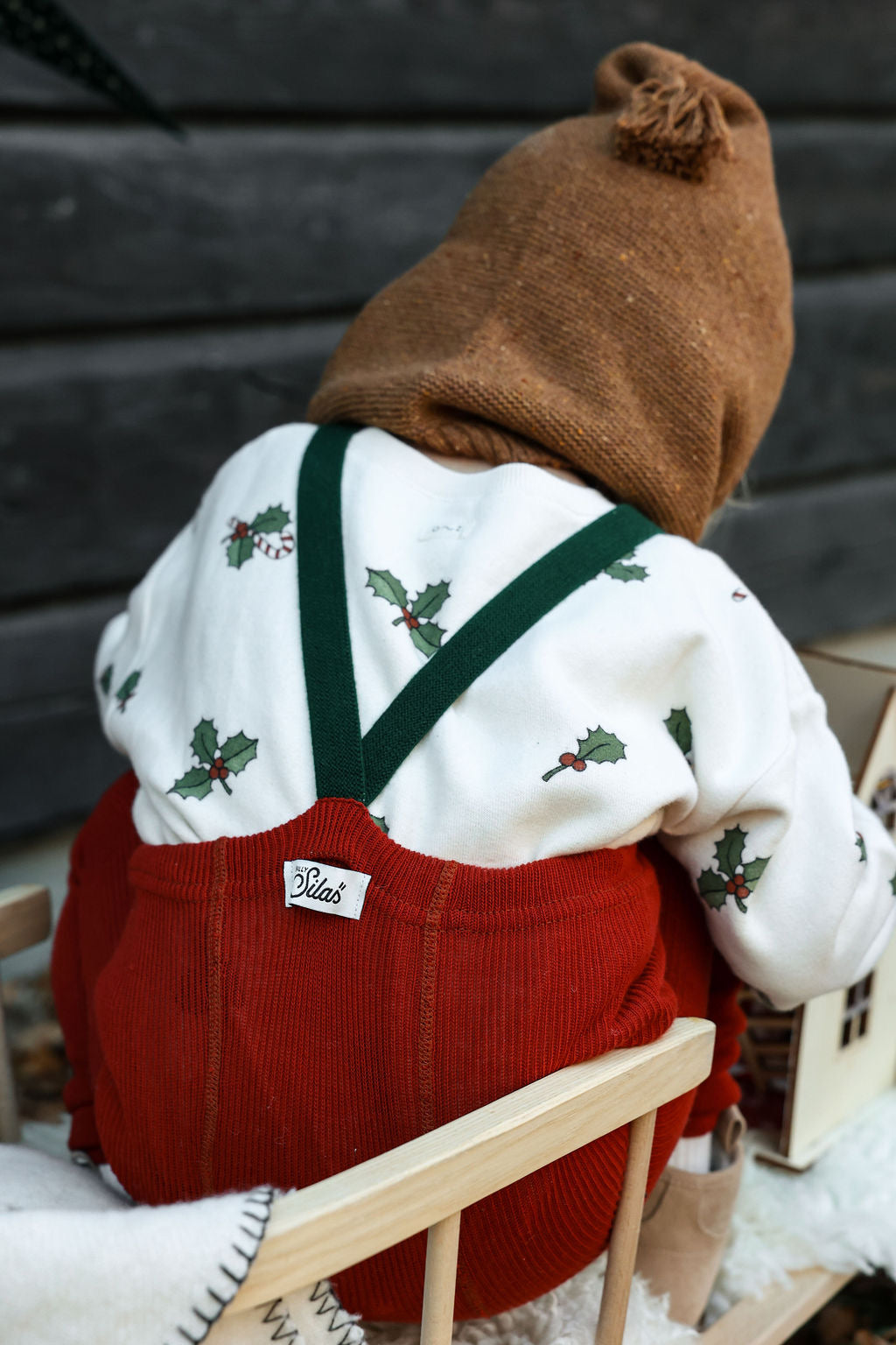 Retro Ribbed Footed Tights - Maple Leaf×Dark Forest Green [SILLY Silas × organic zoo]