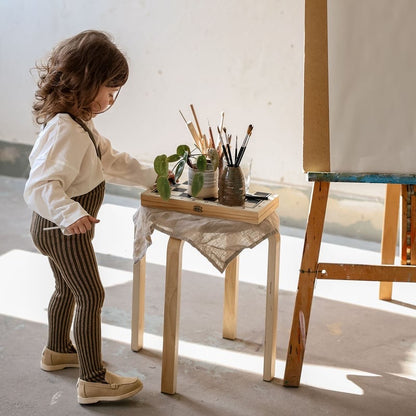 Retro Ribbed Footed Tights - Seaweed Brown × Peanut Striped [SILLY Silas]