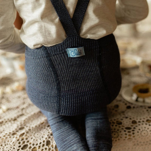 Retro Ribbed Footed Tights - Denim [SILLY Silas]