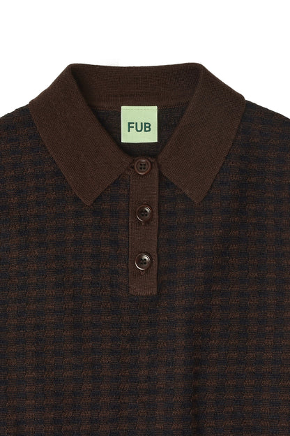 CHECKED POLO - MOCCA/DARK NAVY [FUB](25AW)