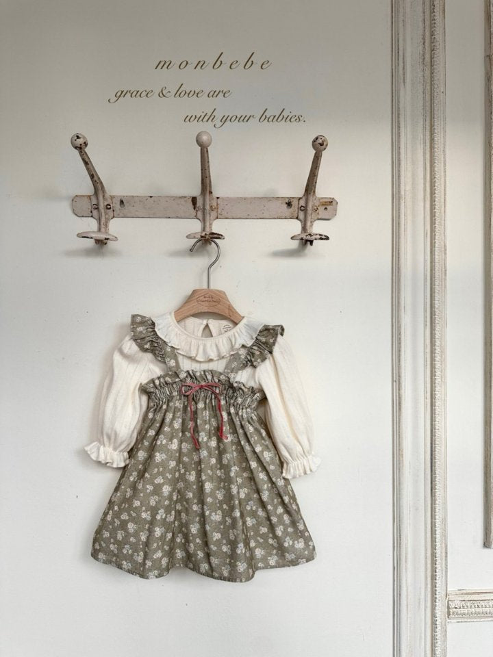 【予約商品】Flower frill one-piece [monbebe] (26SS)【2026年3月中旬以降順次発送】