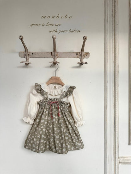 【予約商品】Flower frill one-piece [monbebe] (26SS)【2026年3月中旬以降順次発送】