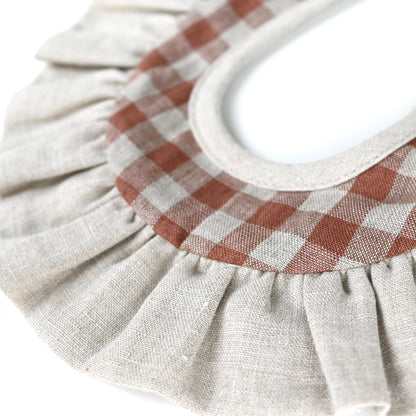 Linen Wavy Ruffle Collar - Neutral(Mocha gingham)