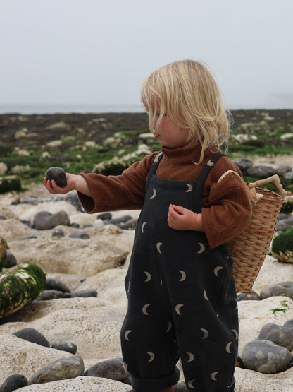 CHARCOAL MIDNIGHT OVERSIZED DUNGAREES [organic zoo]