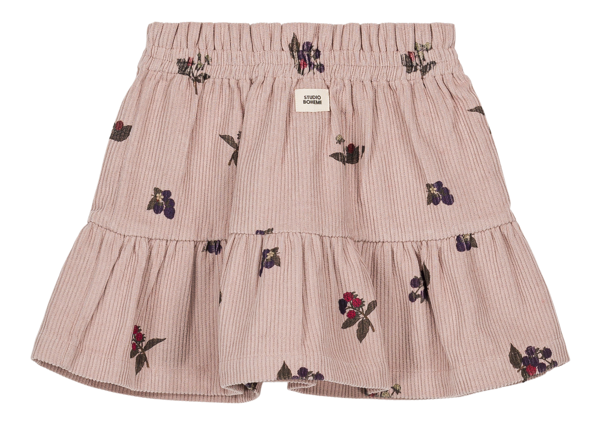 SAMBA FRILL SKIRT CORDUROY - LIGHT MAUVE / BLACKBERRIES [STUDIO BOHEME] (25AW)