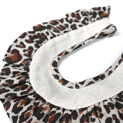 Linen Wavy Ruffle Collar - Leopard(neutral)