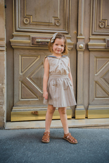 Skirt TOURNON - dark beige stripes [Maison Marelle] (26SS)