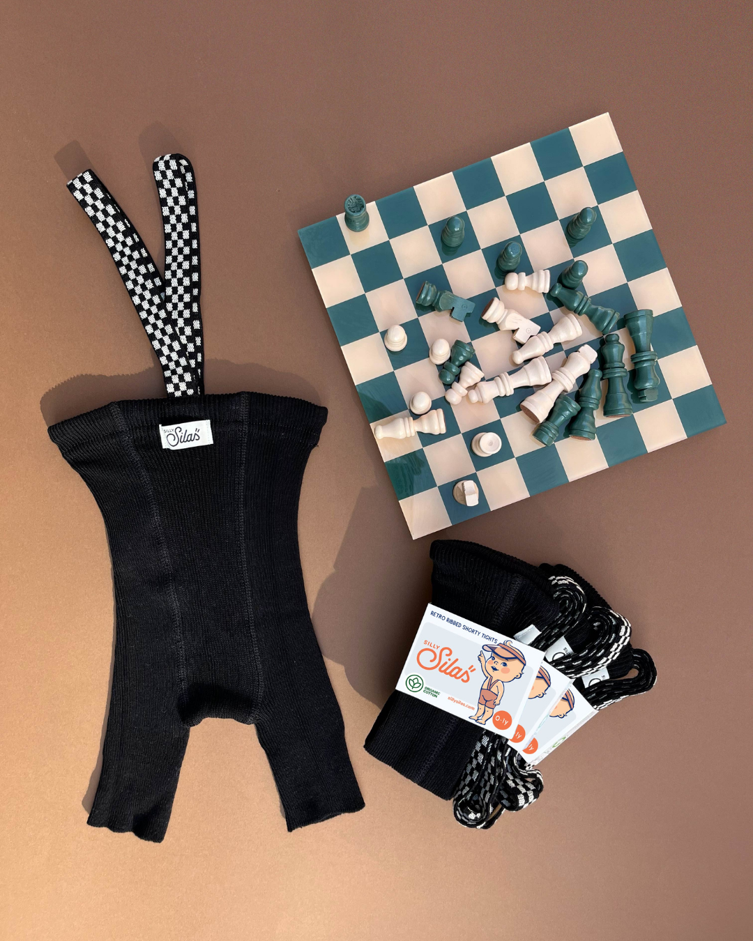 Retro Ribbed Shorty Tights - Classic Black Checked [SILLY Silas]