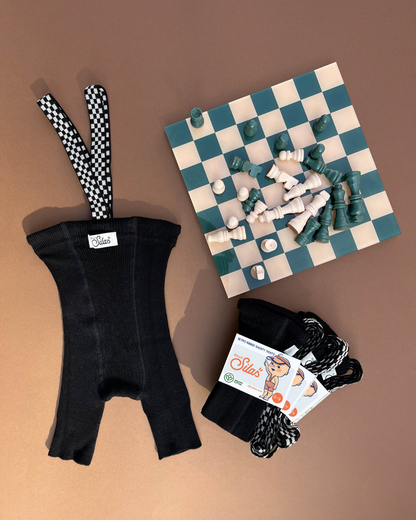 Retro Ribbed Shorty Tights - Classic Black Checked [SILLY Silas]