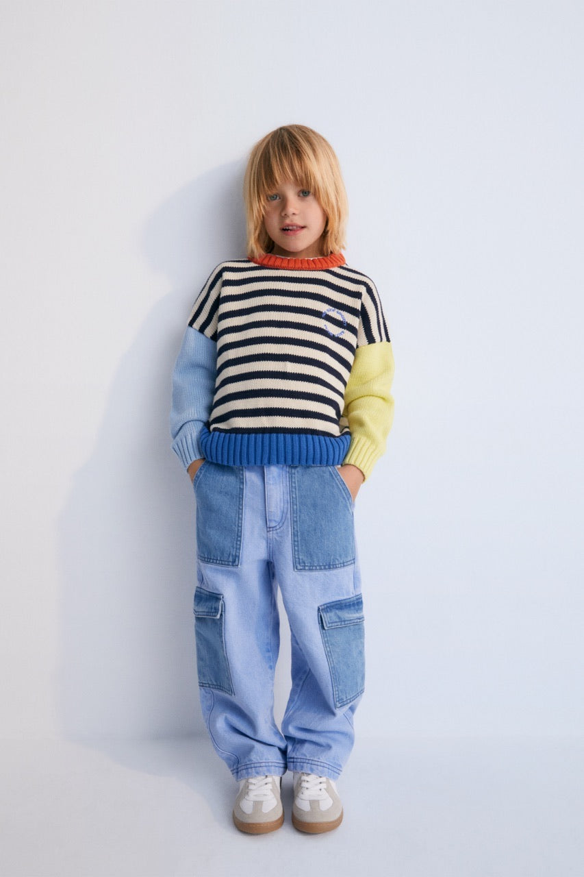 Edelssa Pant - Color Block Denim [The new society] (25SS)