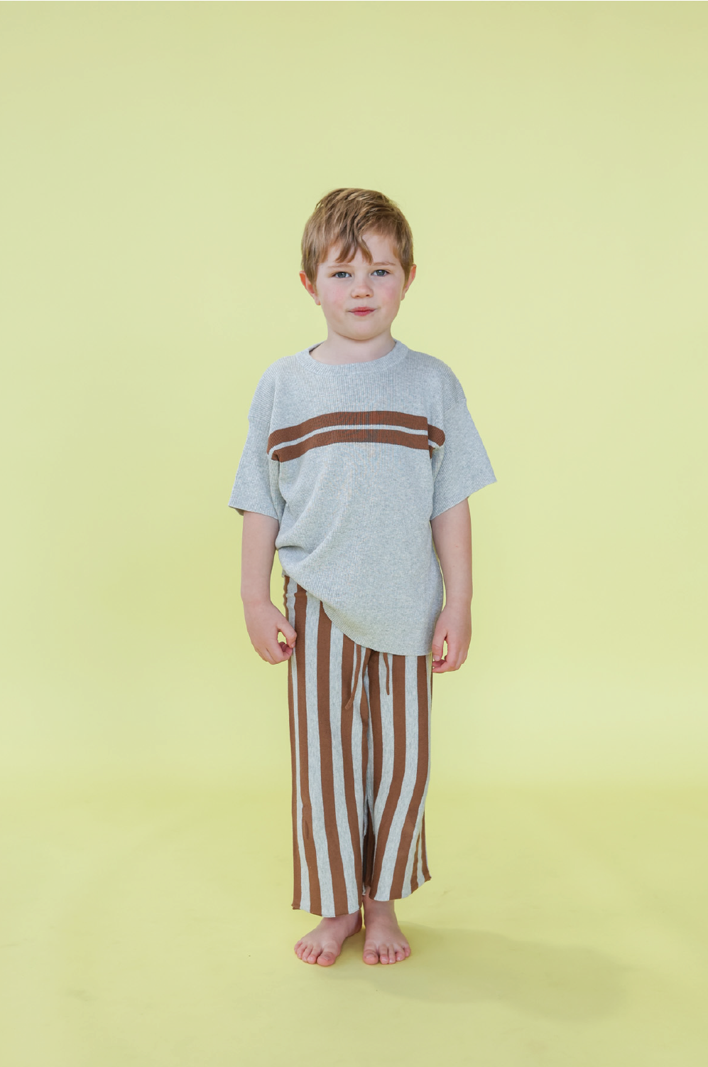 Striped Knit Pant - Grey Marle / Brownie [GROWN] (25SS)
