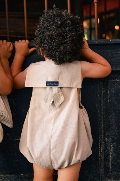 Romper VIGNY - beige fine stripes [Maison Marelle](25SS DROP2)