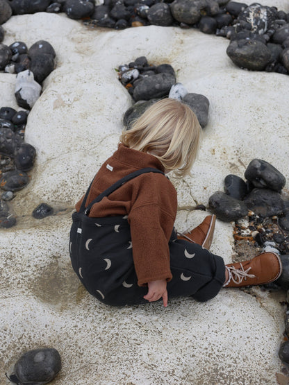 CHARCOAL MIDNIGHT OVERSIZED DUNGAREES [organic zoo]