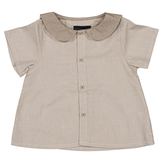 【オーダー会】 Shirt MONCEAU - beige fine stripes [Maison Marelle](25SS DROP2)