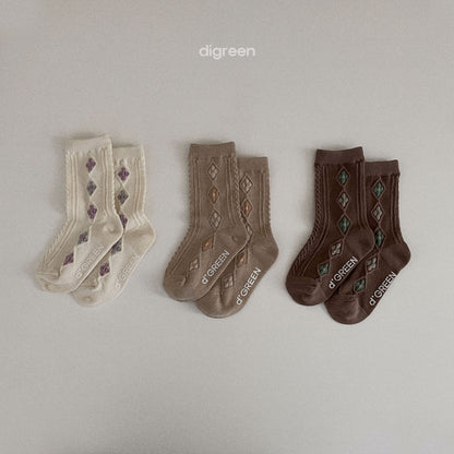 [digreen] natural flower socks / 3p set