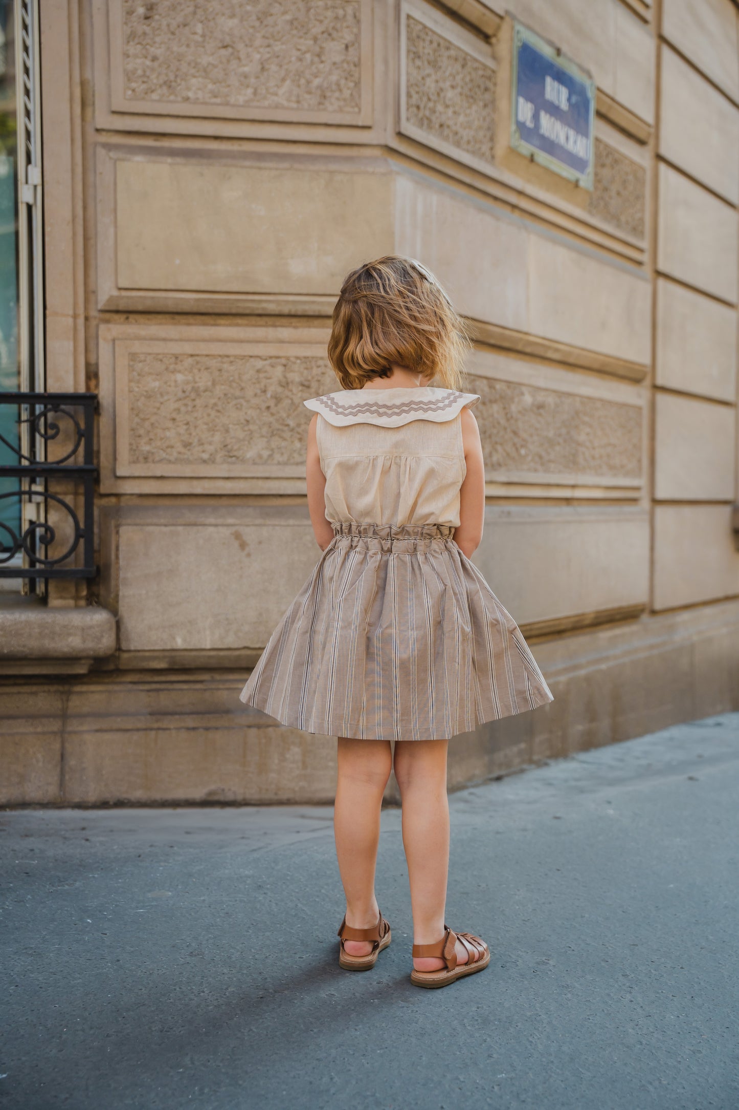 Skirt TOURNON - dark beige stripes [Maison Marelle] (26SS)