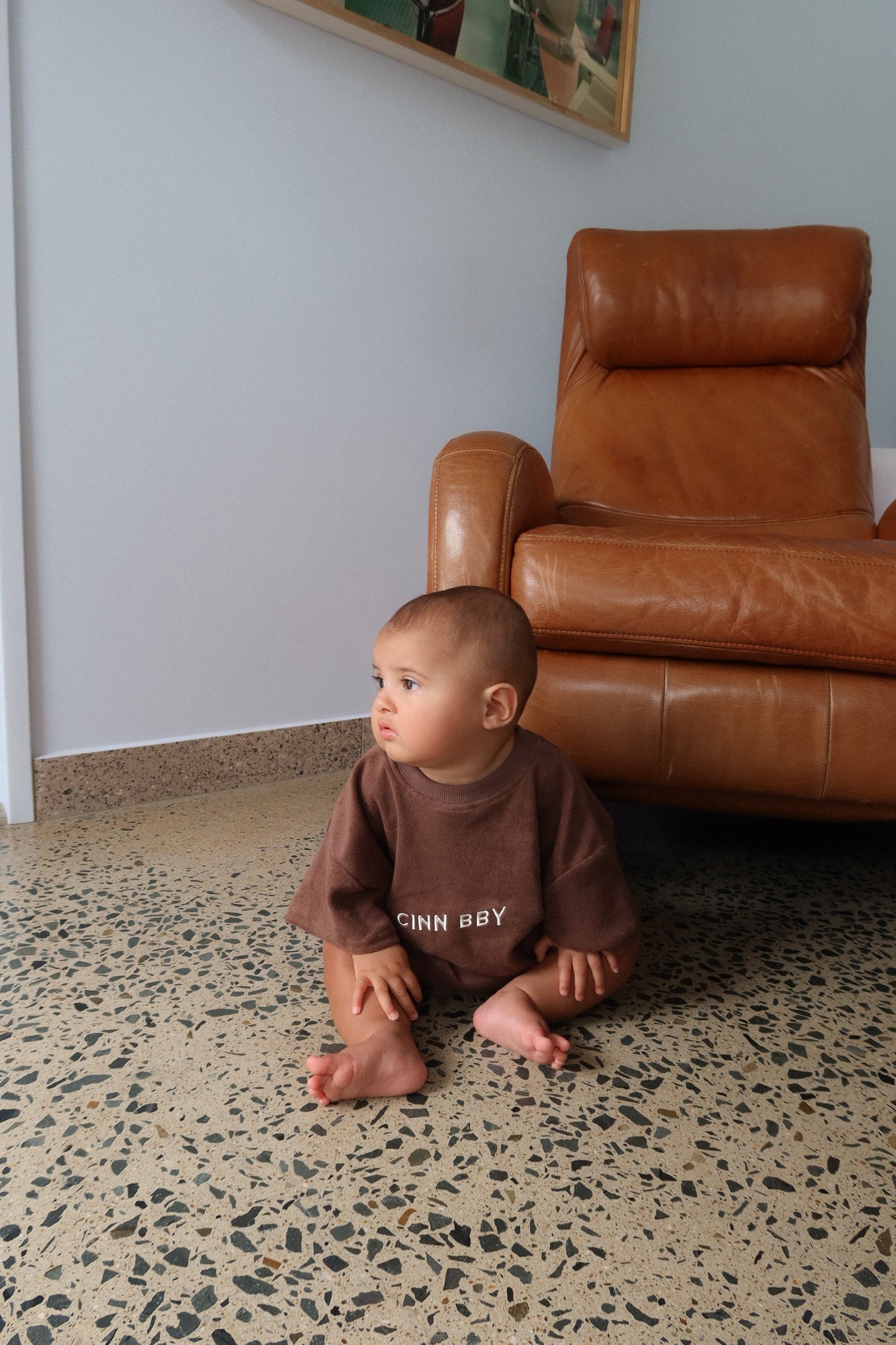 Terry Tshirt Romper - Dark Chocolate