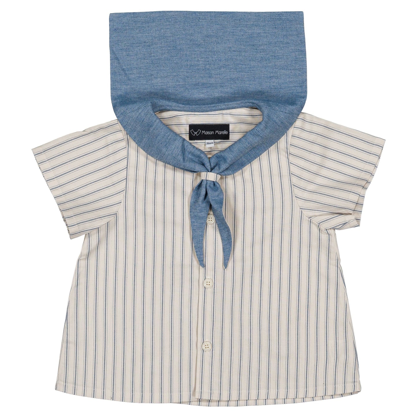 Shirt MONGE- blue large stripes [Maison Marelle](25SS DROP2)