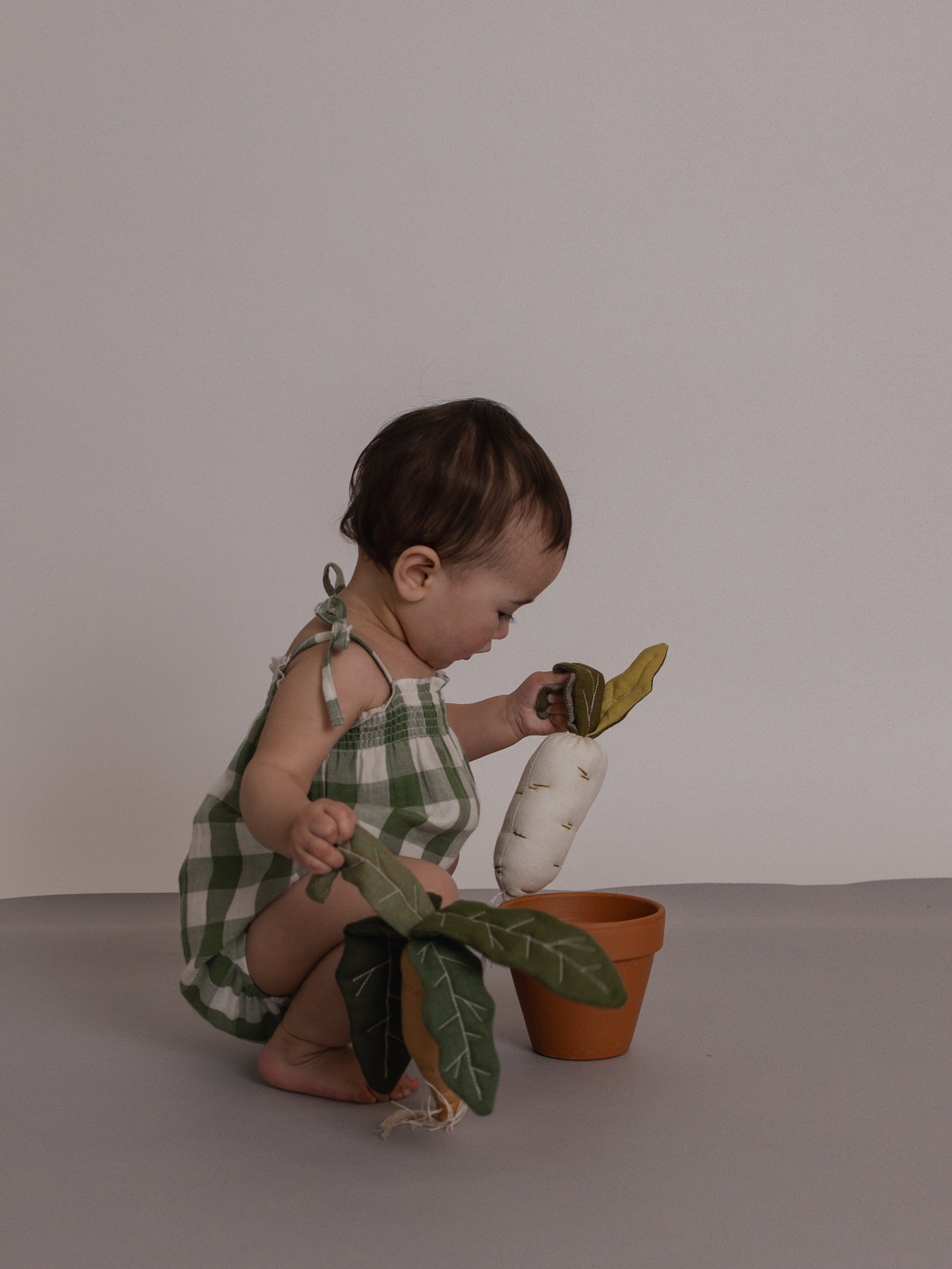 Dill Gingham Spaghetti Bodysuit [organic zoo] (26SS)