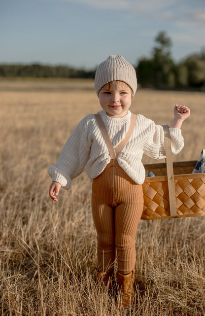 Retro Wooly Footless Tights With Braces - Cappuccino [SILLY Silas](26AW)