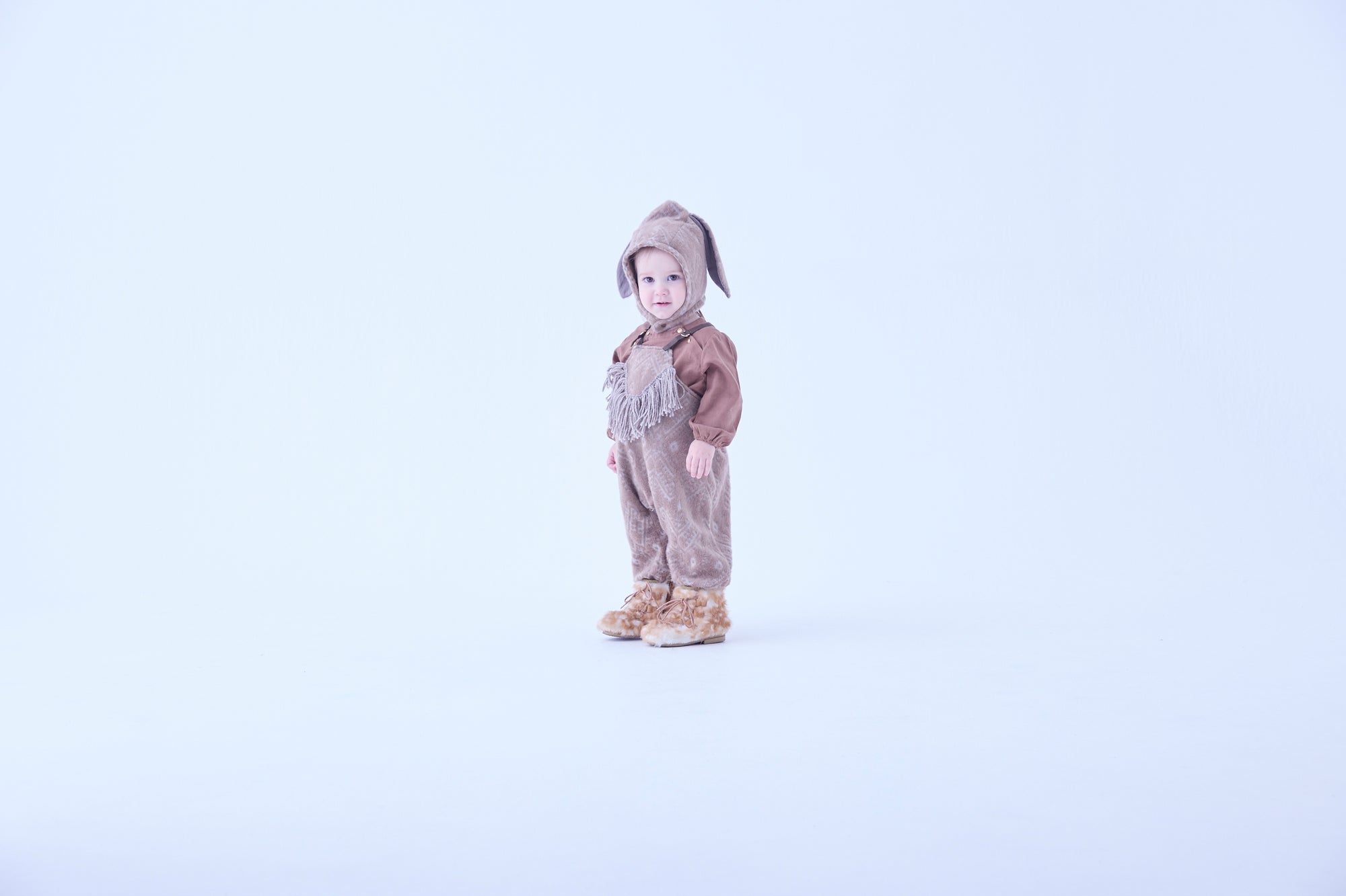 Snow Jacquard Bunny Bonnet - Brown [eLfinFolk ] (25AW•Drop2)