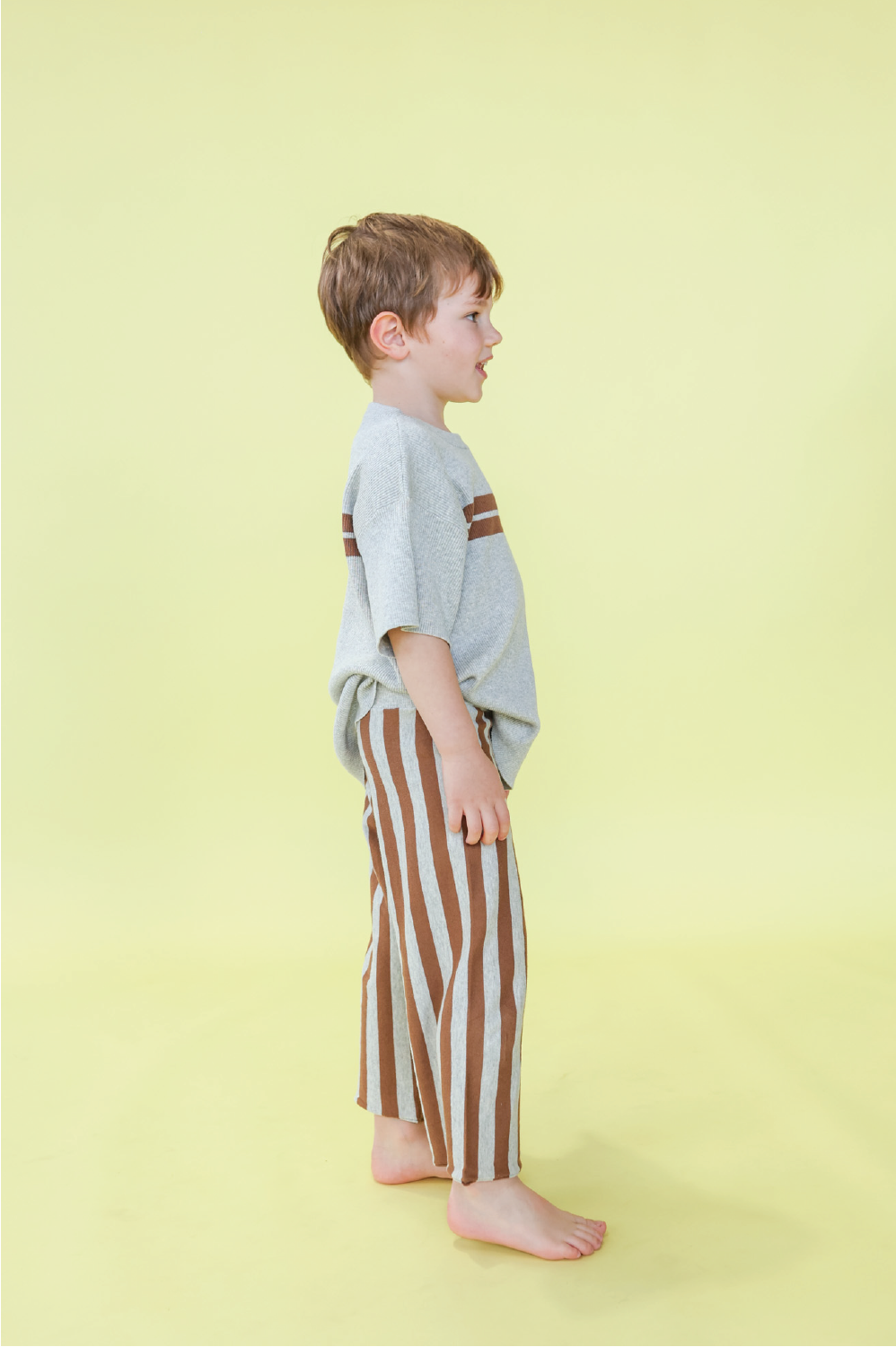 Striped Knit Pant - Grey Marle / Brownie [GROWN] (25SS)