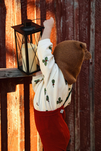 Retro Ribbed Footed Tights - Maple Leaf×Dark Forest Green [SILLY Silas × organic zoo]