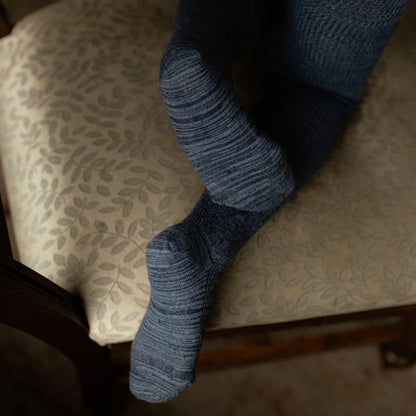 Retro Ribbed Footed Tights - Denim [SILLY Silas]