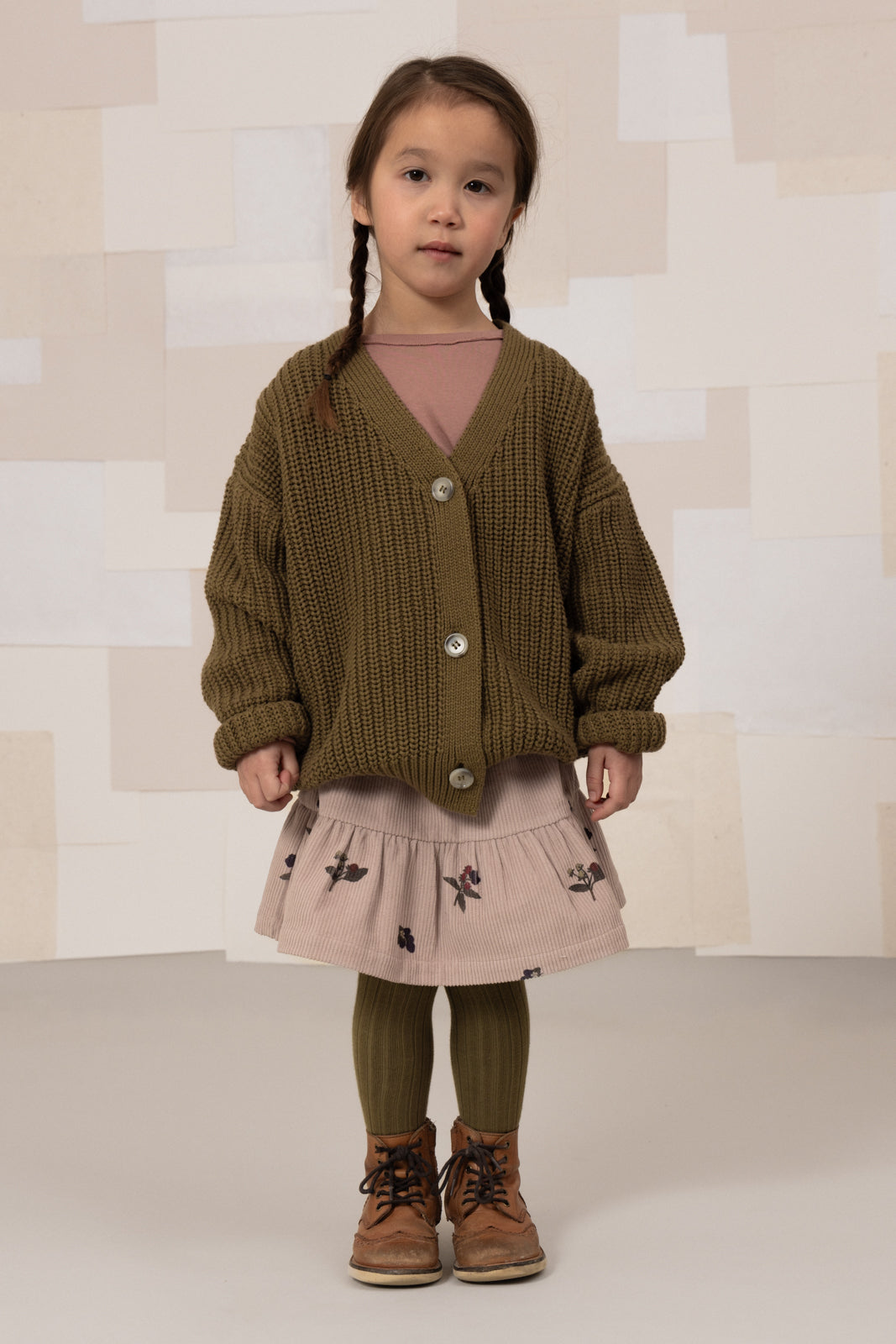 SAMBA FRILL SKIRT CORDUROY - LIGHT MAUVE / BLACKBERRIES [STUDIO BOHEME] (25AW)