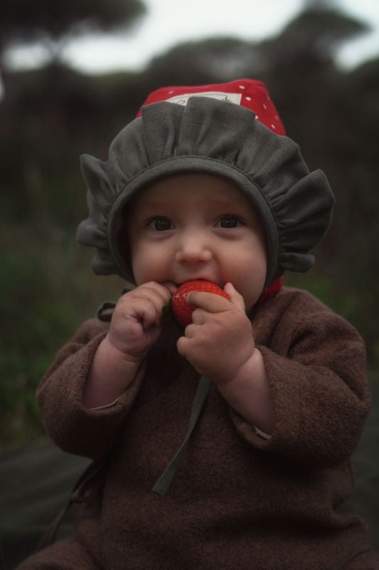 【オーダー会】'STRAWBERRY' LINEN FRUITS BONNET [SHOMKA] 【2026年5月下旬以降順次発送】