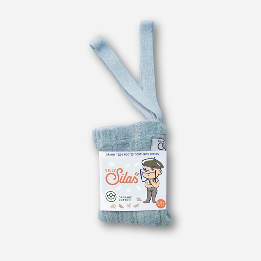 Granny Teddy Footed Tights With Braces - Misty Blue [SILLY Silas (Heavenly Collection)]