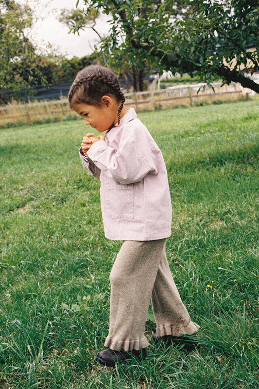 Organic Frill Knit Flares - Oatmilk [GROWN] (26AW) drop2