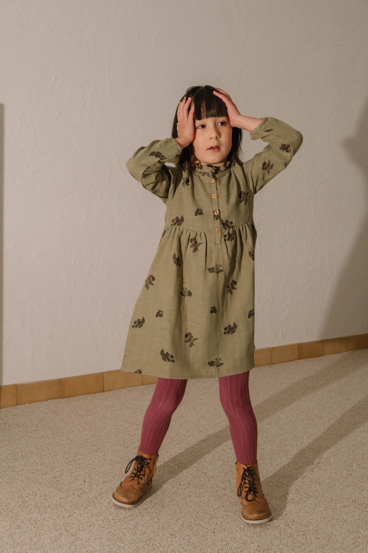 VERMONT DRESS - GREEN ALOE  / BLACKBERRIES [STUDIO BOHEME] (25AW)
