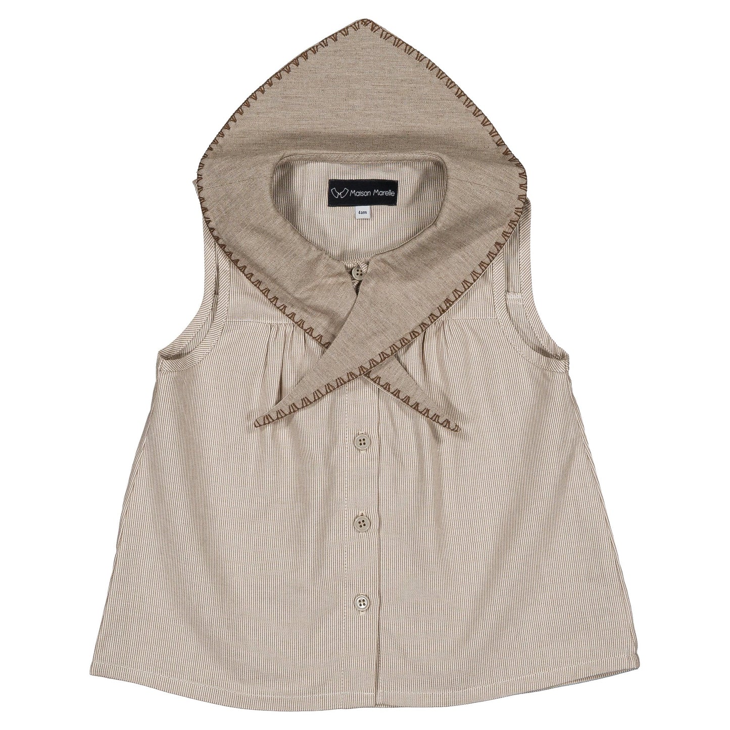 Blouse TRUDAINE- beige fine stripes [Maison Marelle](25SS DROP2)
