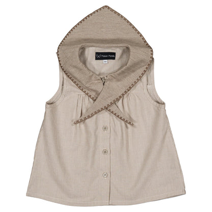 Blouse TRUDAINE- beige fine stripes [Maison Marelle](25SS DROP2)