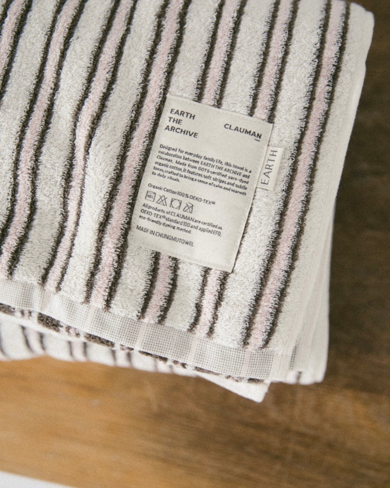 Organic bath towel - Pink/Brown [EARTH THE ARCHIVE] (26AW)