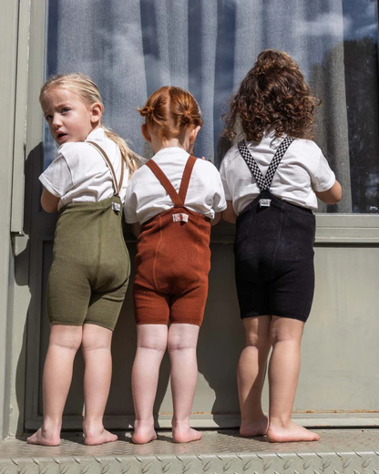 Retro Ribbed Shorty Tights - Olive Striped [SILLY Silas]