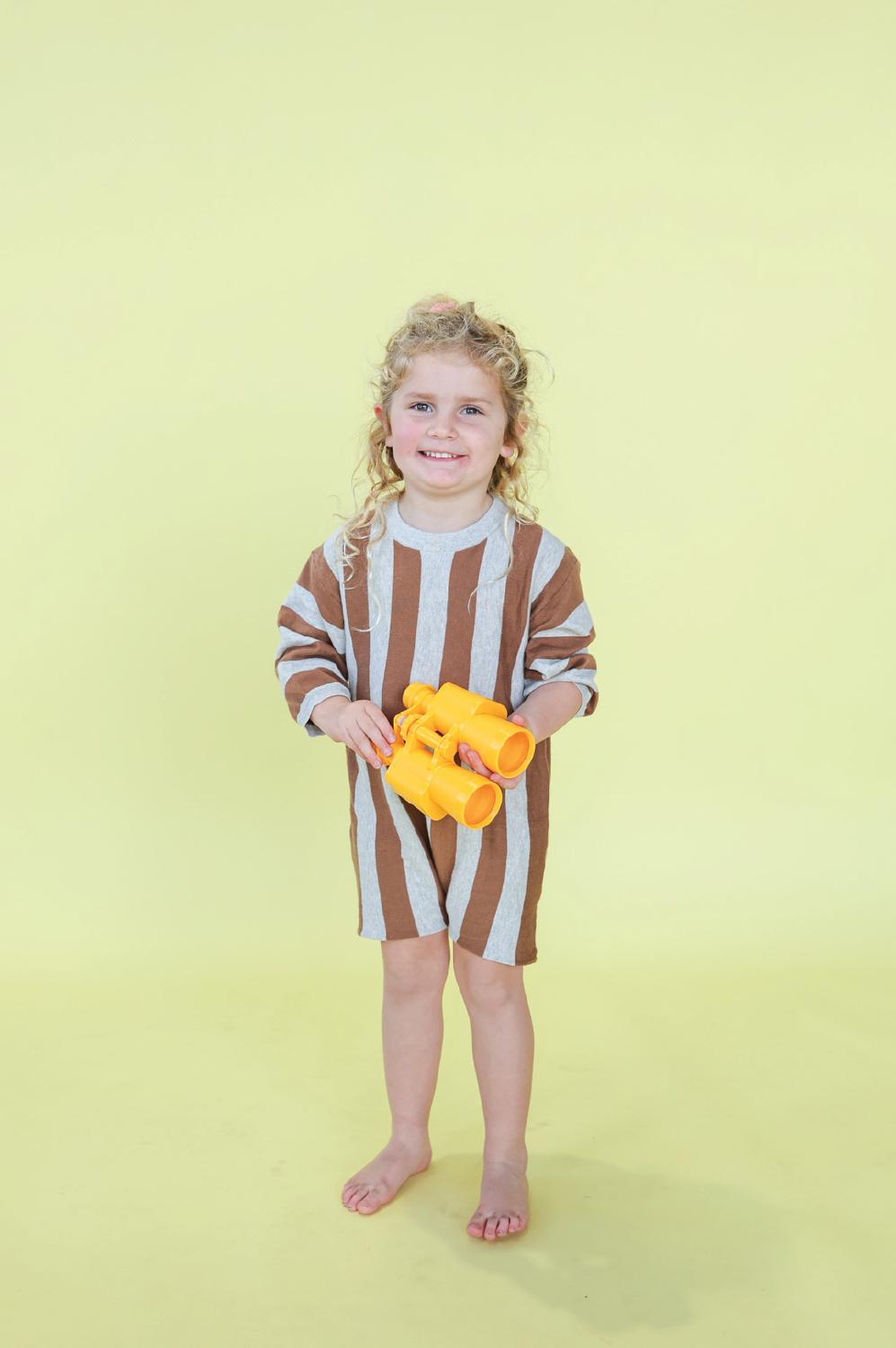 Vertical Stripe Romper - Grey Marle/Brownie [GROWN] (25SS)