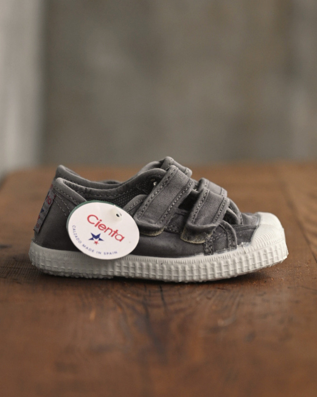 Velcro Double Strap Shoes - Gray